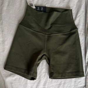 Olive Green Women's High-Waisted Shorts Aritzia life golden 5 inch biker shorts